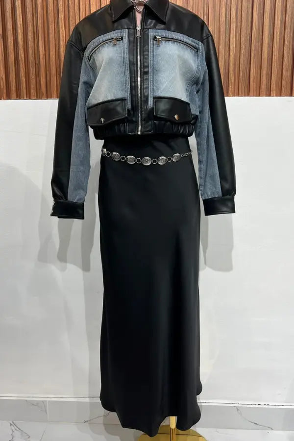 FALDA SATEN LONG BLACK
