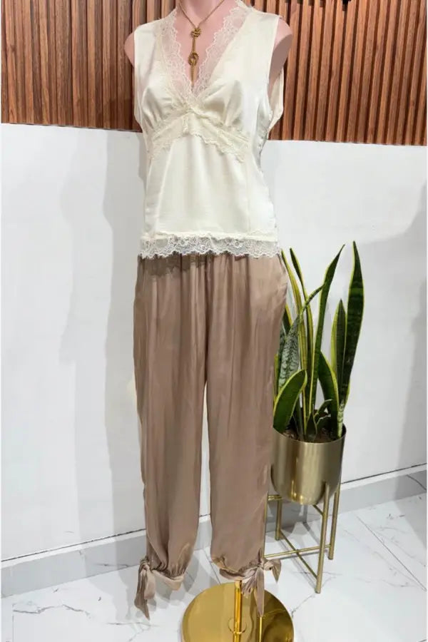 PANTALÓN ÁRABE SATÉN CAMEL