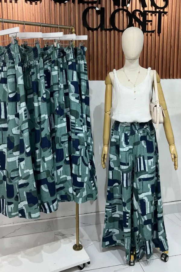 PANTALON LINO TEAL