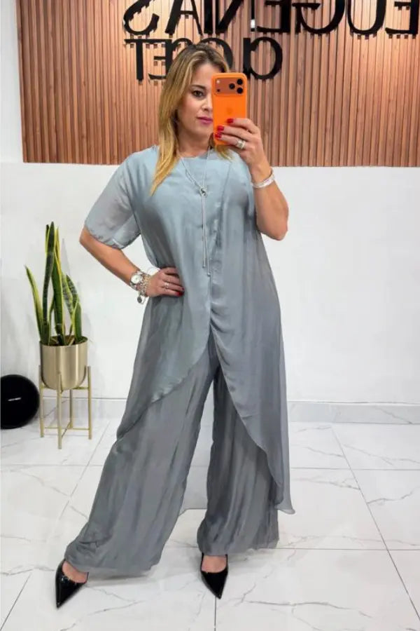 PANTALON SEDA GRIS