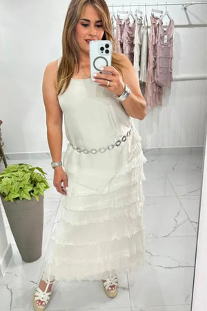 FALDA SEDA BEIGE