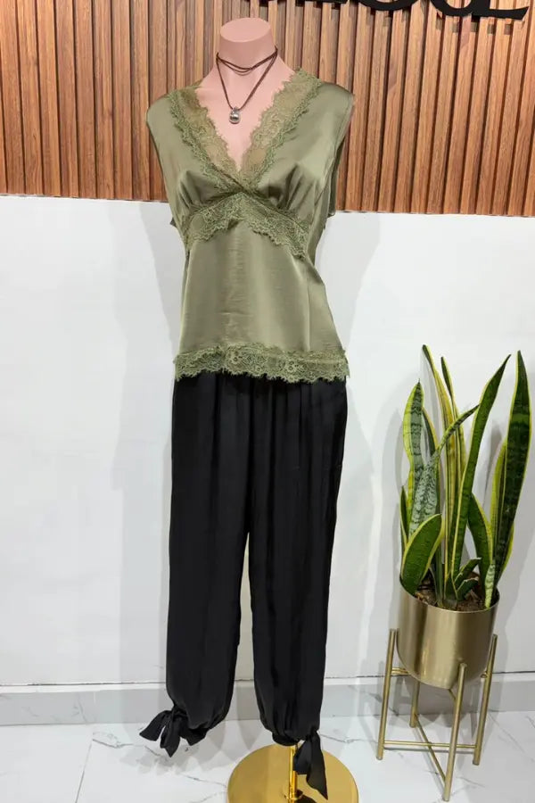 PANTALON ARABE SATEN NEGRO