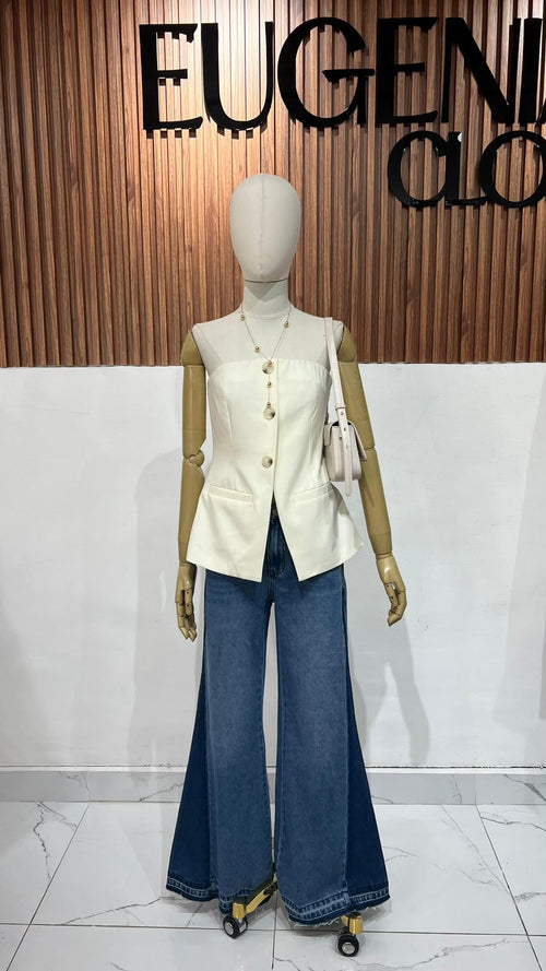 BLUSA STRAPLE CREAM
