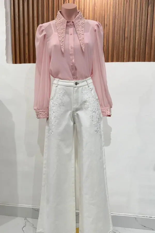 BLUSA RUFFLE PERLAS