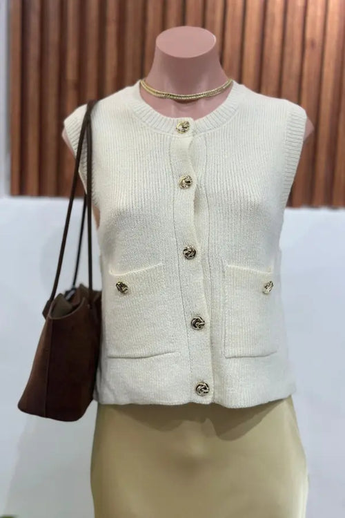 CHALECO TEJIDO IVORY BOTONES