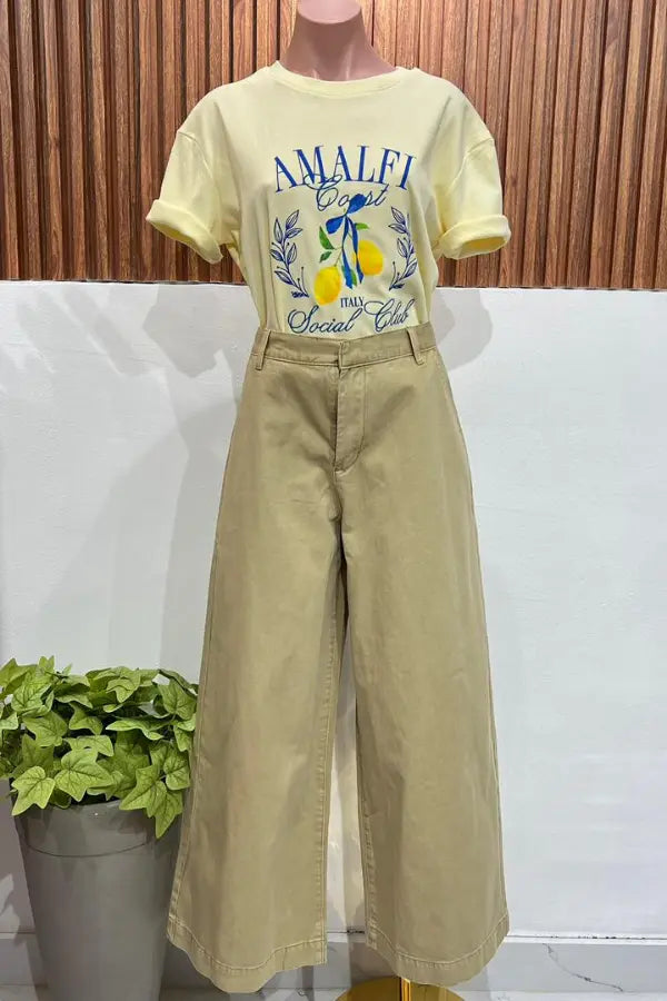 PANTALON WIDE LEG CAMEL