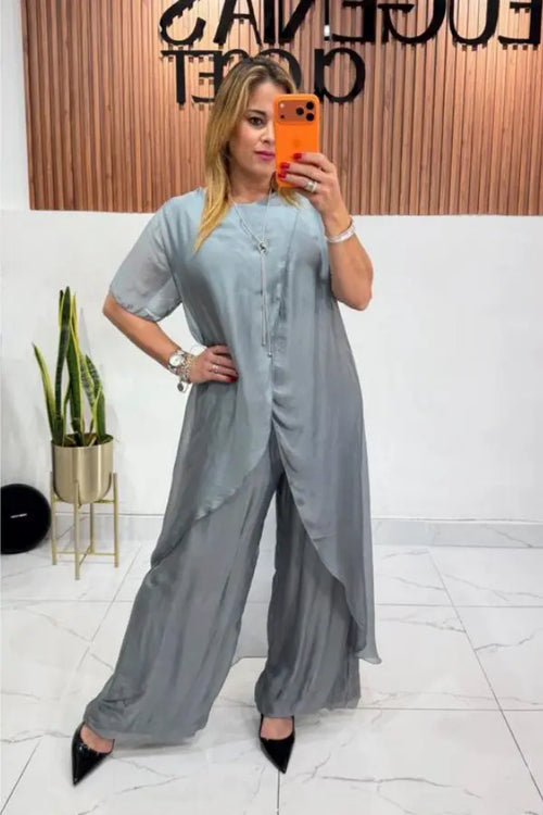 PANTALON SEDA GRIS