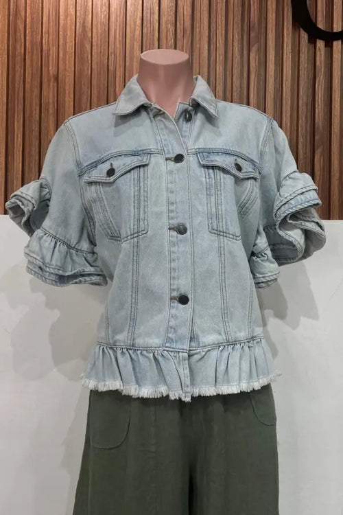 RUFFLE DENIM JACKET