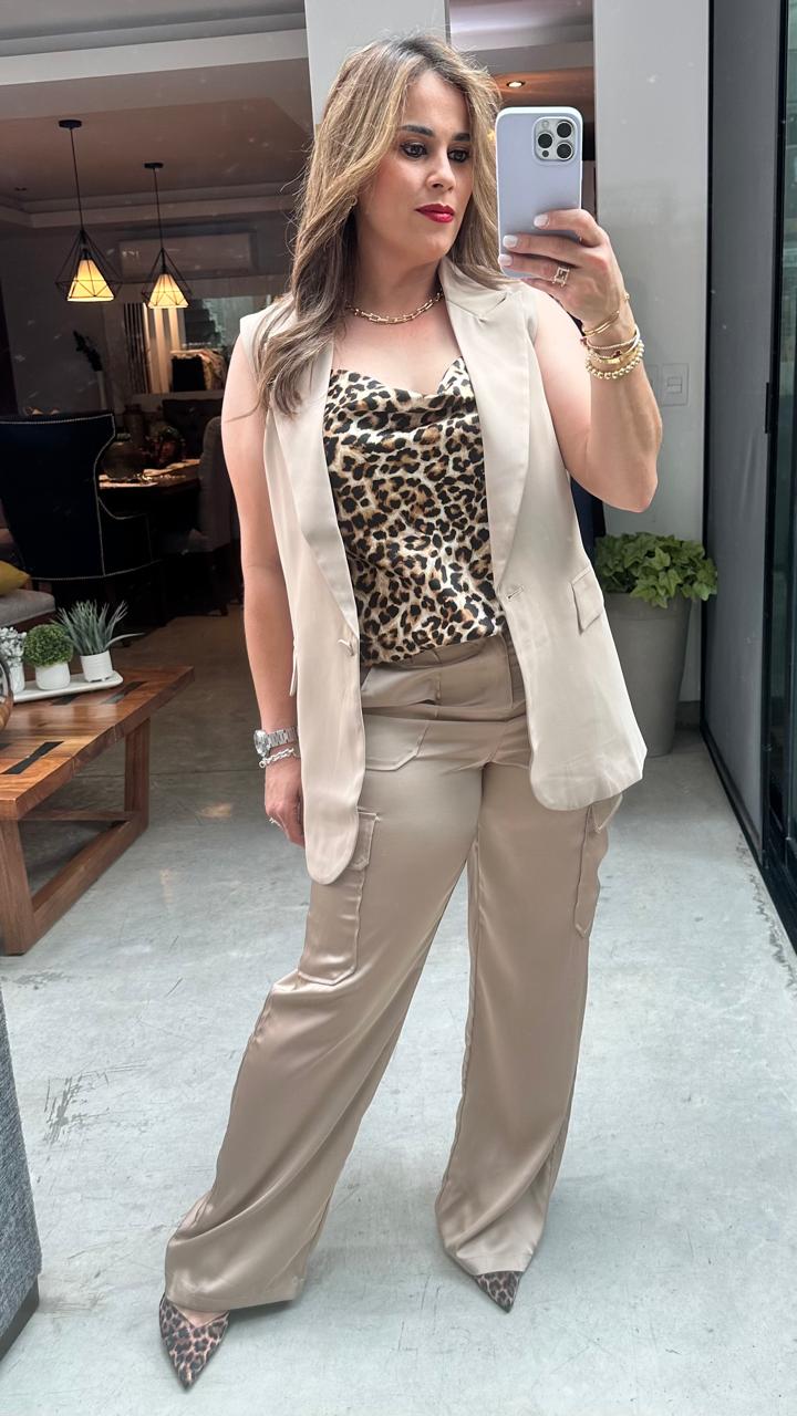 CHALECO LARGO TAUPE