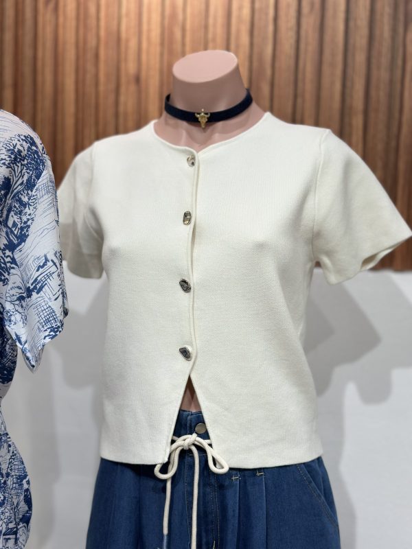 BLUSA PUNTO CON MANGA IVORY - Imagen 3
