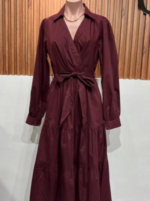 VESTIDO BURGUNDY MANGA