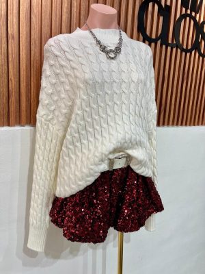 FALDA CORTA SHINE BURGUNDY