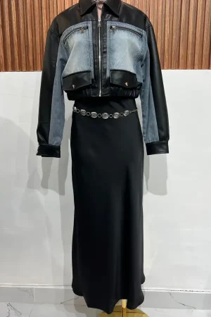 FALDA SATEN LONG BLACK