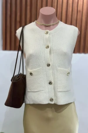 CHALECO TEJIDO IVORY BOTONES
