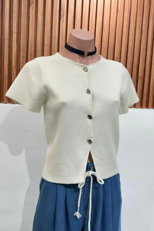 BLUSA CON MANGA PUNTO IVORY