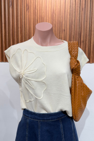 BLUSA TEJIDA FLOR WHITE