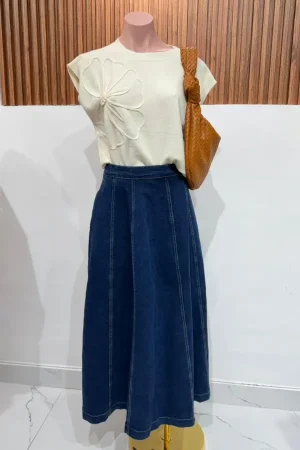 FALDA DENIM MIDI