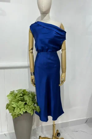 FALDA SATEN MIDI ROYAL