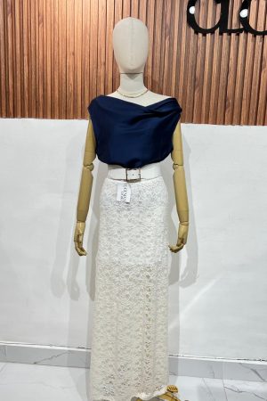 FALDA LARGA ENCAJE BLANCO