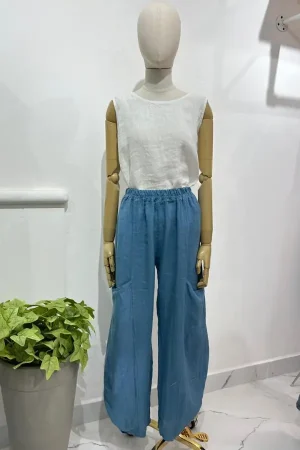 PANTALON LINO POCKET BLUE
