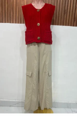 PANTALON CARGO LINO BEIGE