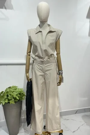 CONJUNTO BEIGE COSTURAS
