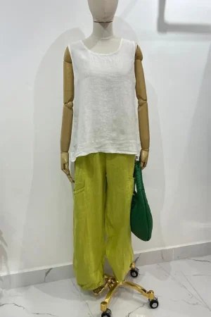PANTALON LINO POCKET LIME