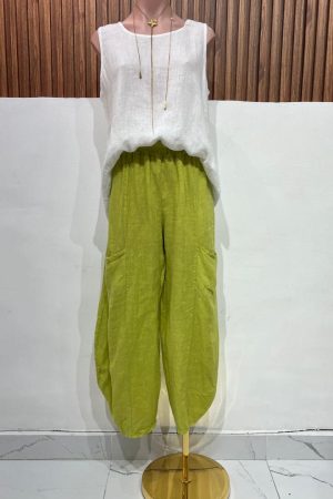 PANTALON LINO POCKET LIME