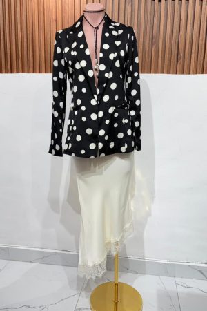 FALDA SATEN ENCAJE CREAM