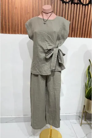 CONJUNTO LINO TAUPE MOÑO