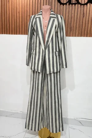 SET BLAZER RAYAS GRIS